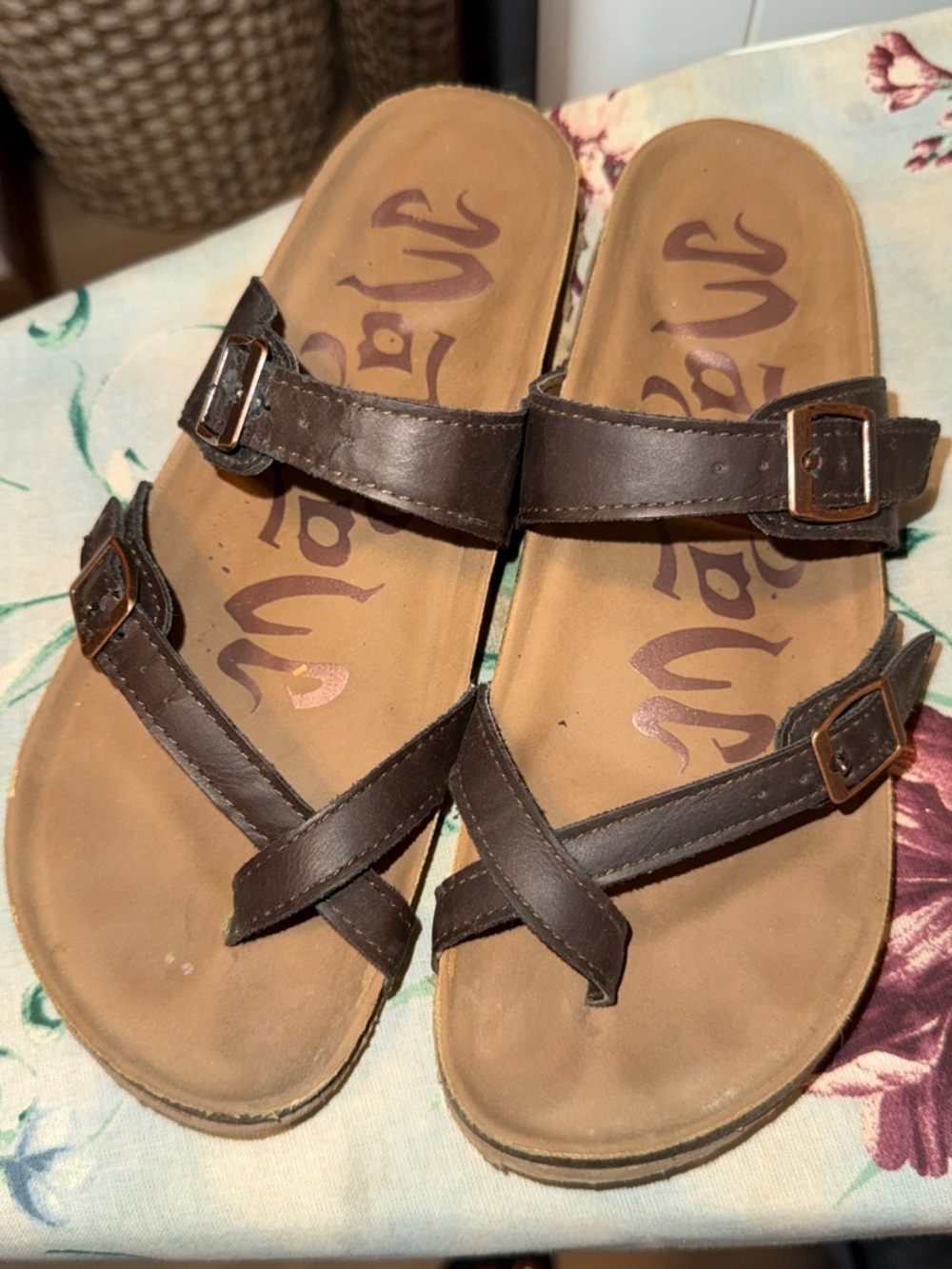 Mad Love Brown Buckle Strap Open-Toe Sandals